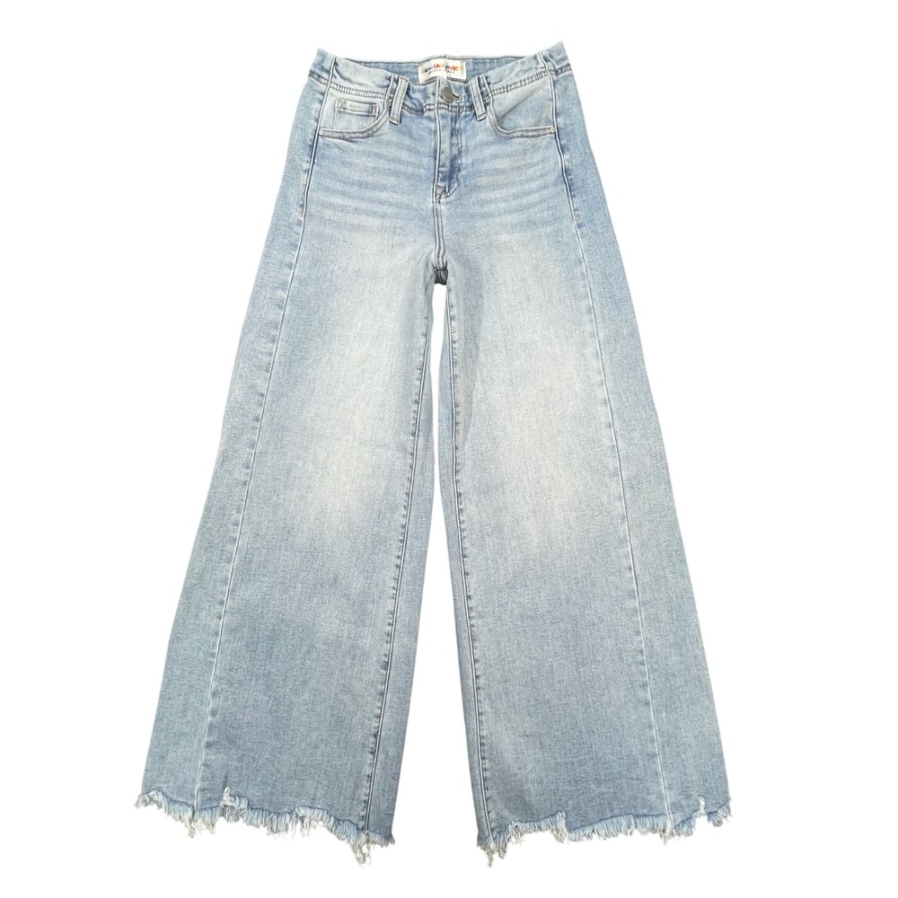 Freckled Poppy Risen Light Wash Wide Leg Raw Hem Jeans Womens 3 FP_PWA21239